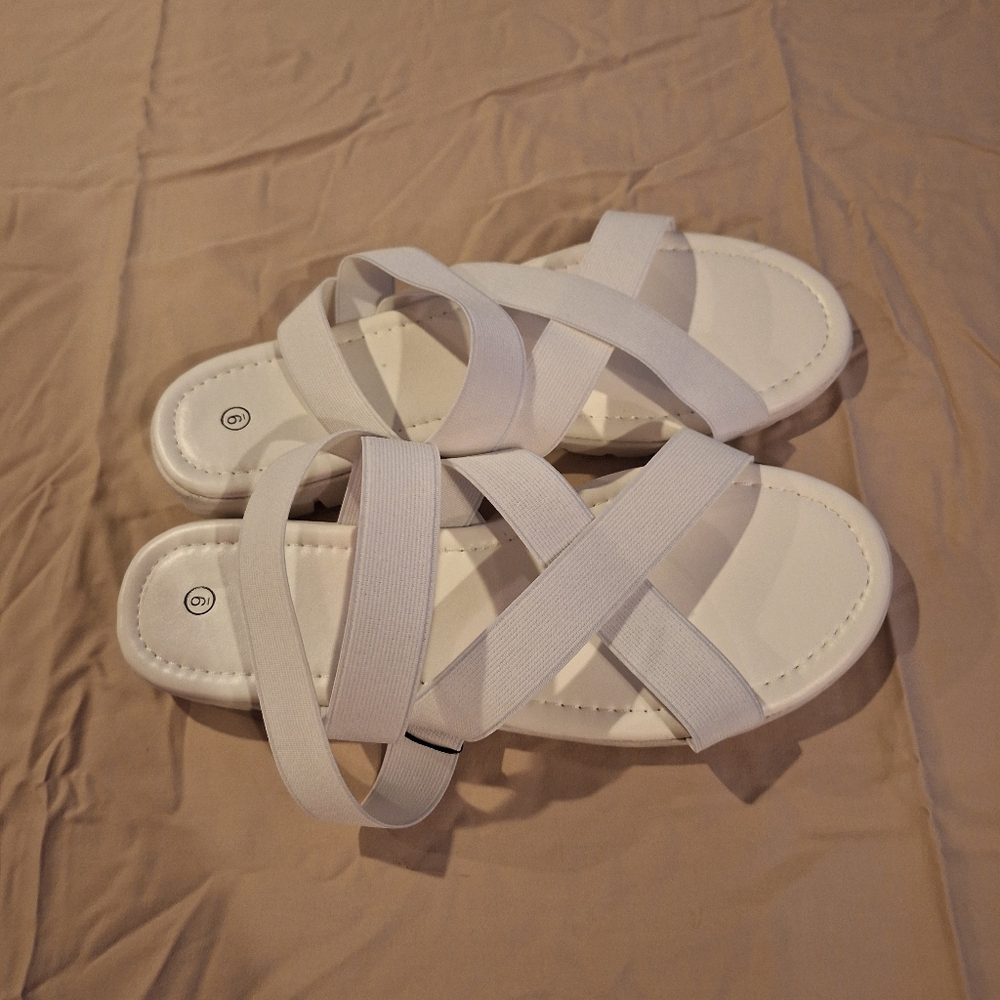 White sandals size 9